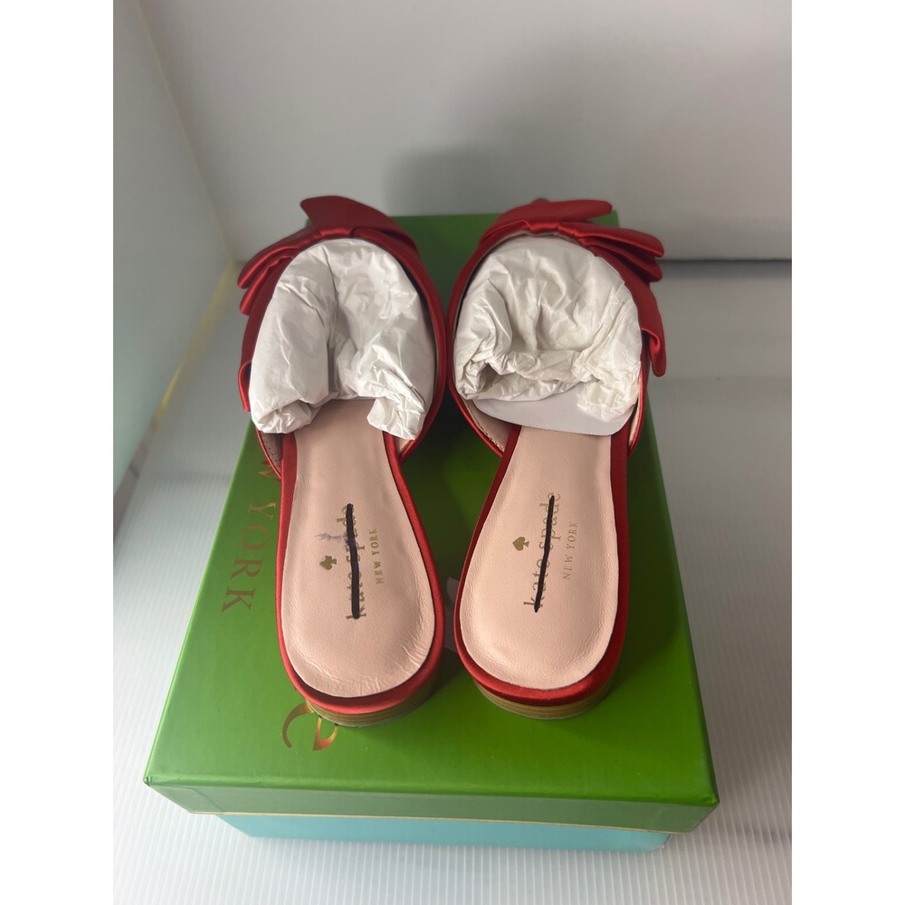 Kate Spade Faryn Red Satin Bow‎ Pointed Toe Mules Flats Size 8.5 - Picture 6 of 10